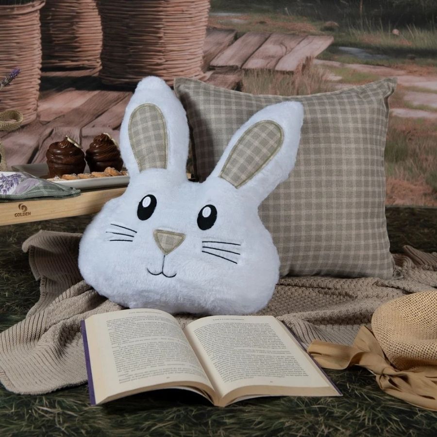 Almofada Peluciada de Páscoa Premium - Formato Coelho com Bordado - Verde - 40x46cm - 1 unidade - Rizzo em Oferta na Shopee