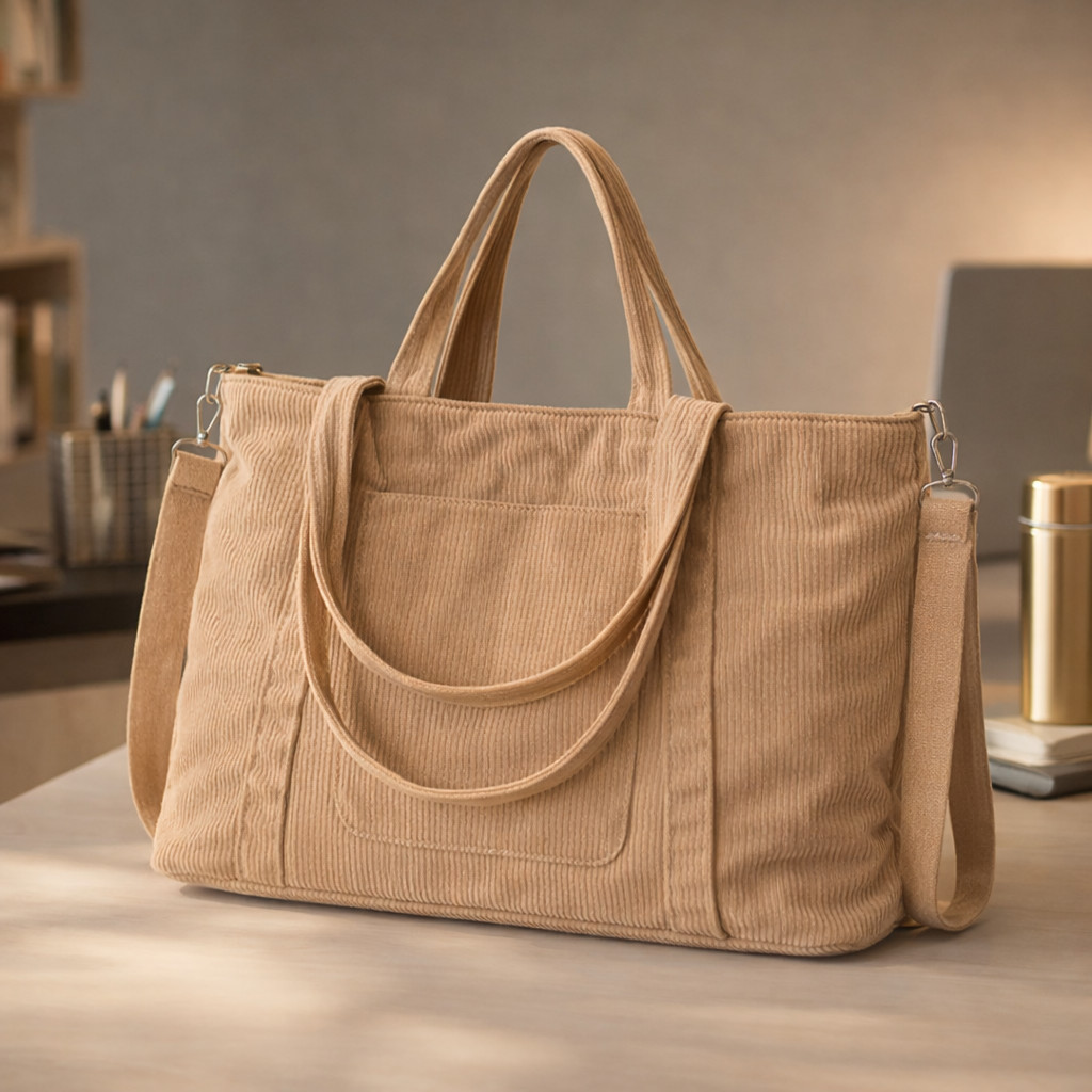 Bolsa Tote Grande Feminina Canelada | Espaçosa, Moderna, Alça de Ombro e Transversal em Oferta na Shopee