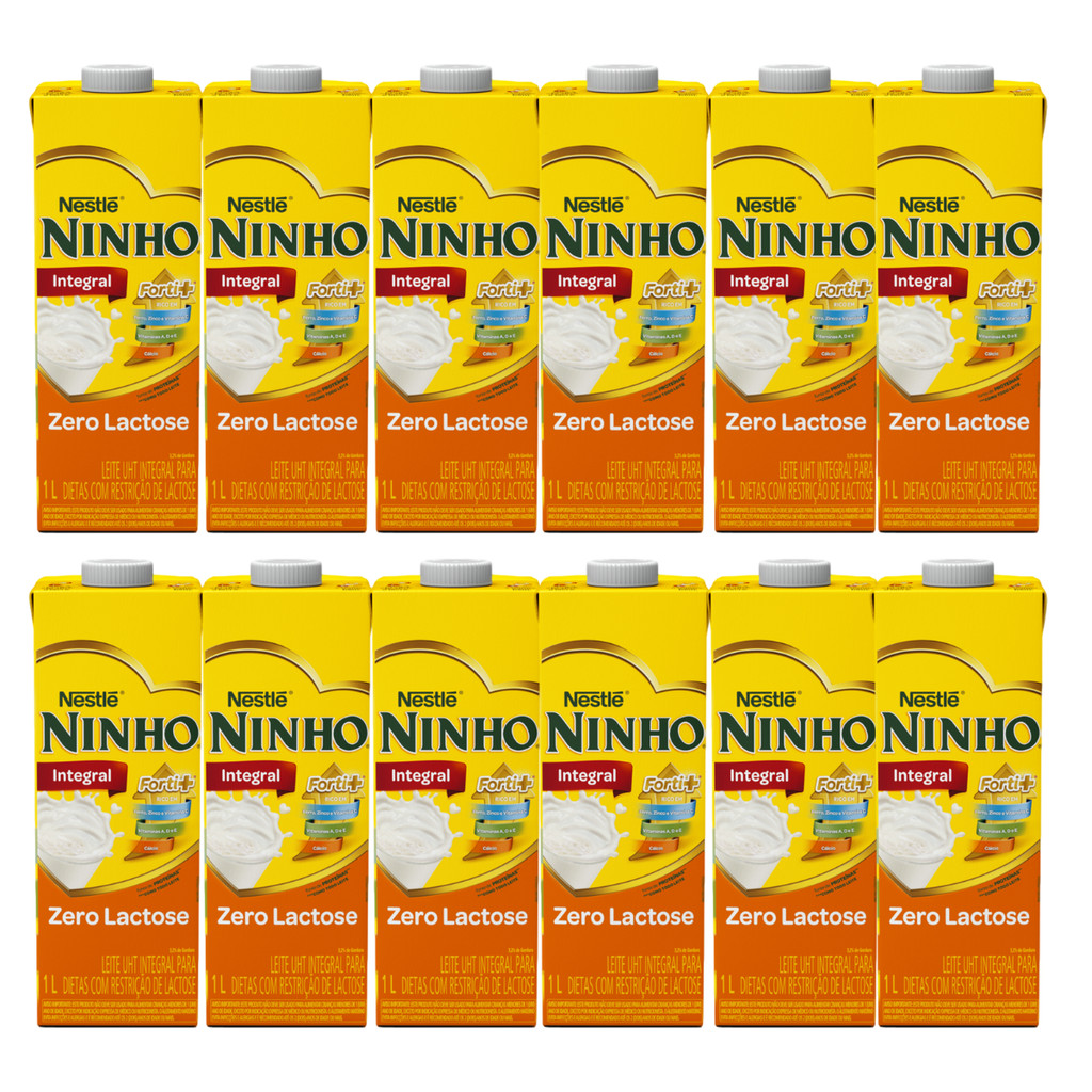 Kit C/12 Leite Ninho Integral Zero Lactose 1l em Oferta na Shopee