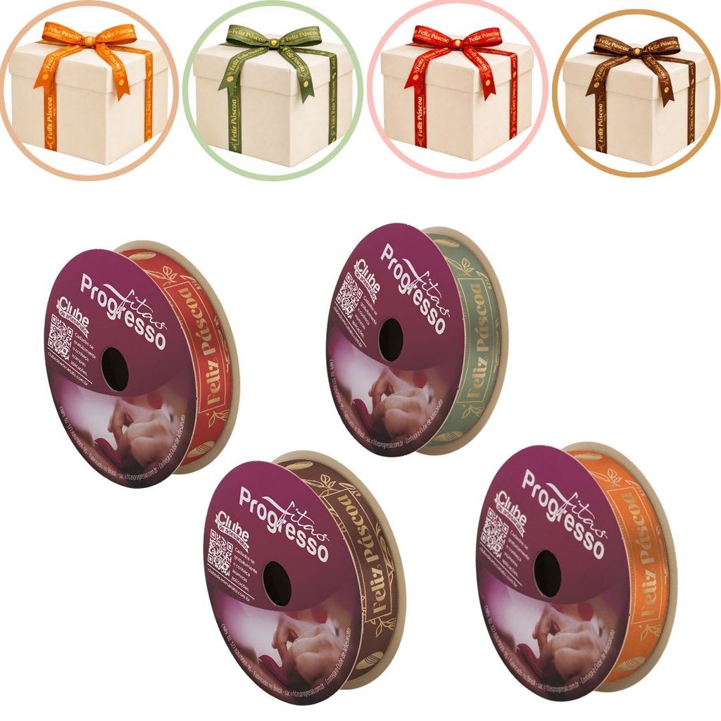 4 ROLOS DE 10 METROS DE FITA CETIM 15 MM PÁSCOA 522,521,520,519 FITAS PROGRESSO em Oferta na Shopee