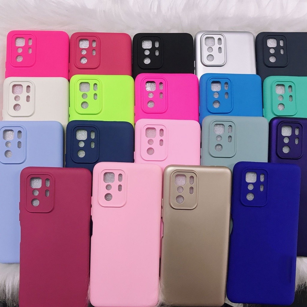 Kit - Capa Capinha Case + Película Para Xiaomi Poco X3 GT Silicone Aveludada Premium Colorida Forrada Proteção de Câmera