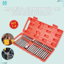 Maleta Conjunto de Bits Sextavado Aço Cromo Vanádio de Alta Qualidade e Resistência