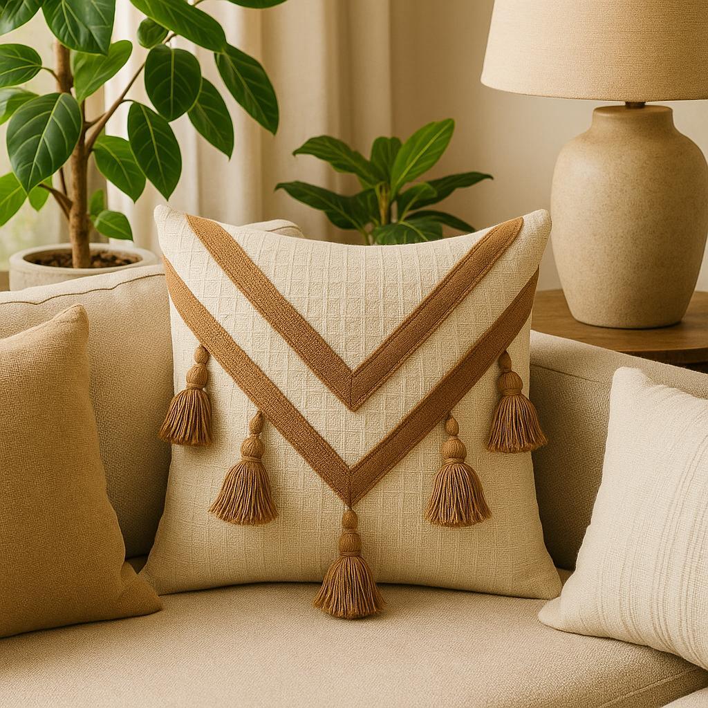Capa de Almofada Macramê Trançada 45x45 Artesanal, Estilo Boho, Decoração Sofá, Cama ALGODAO em Oferta na Shopee