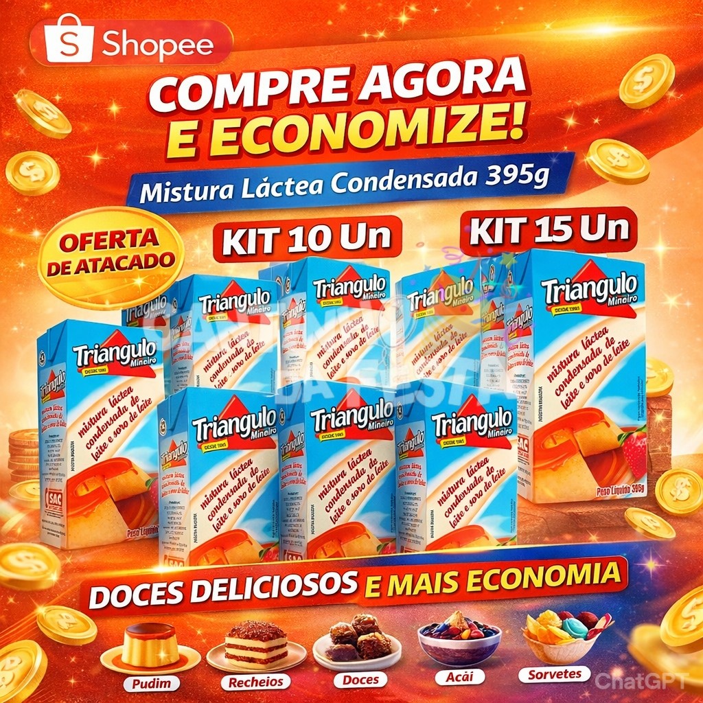 Kit Mistura Láctea Tipo Leite Condensado 395g Laticínios Triângulo Caixa Econômica Atacado