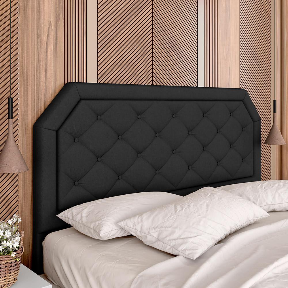 Cabeceira Estofada Cama Box Queen Florença Suede Preto - Móveis Arapongas em Oferta na Shopee