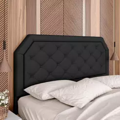 Cabeceira Estofada Cama Box Queen Florença Suede Preto - Móveis Arapongas