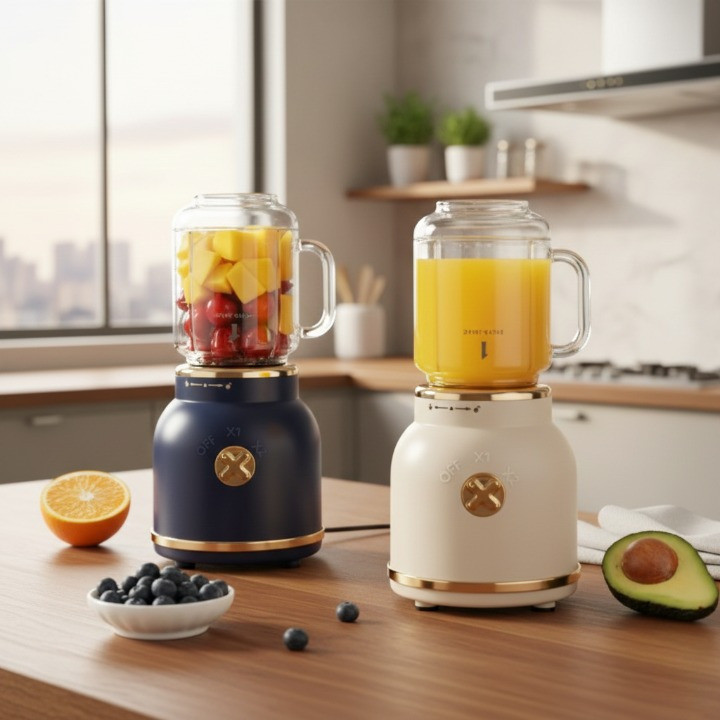 Espremedor Retrô Portátil Elétrico com Copo Mason Liquidificador de Frutas Multiuso para Casa e Viagem Voltik
