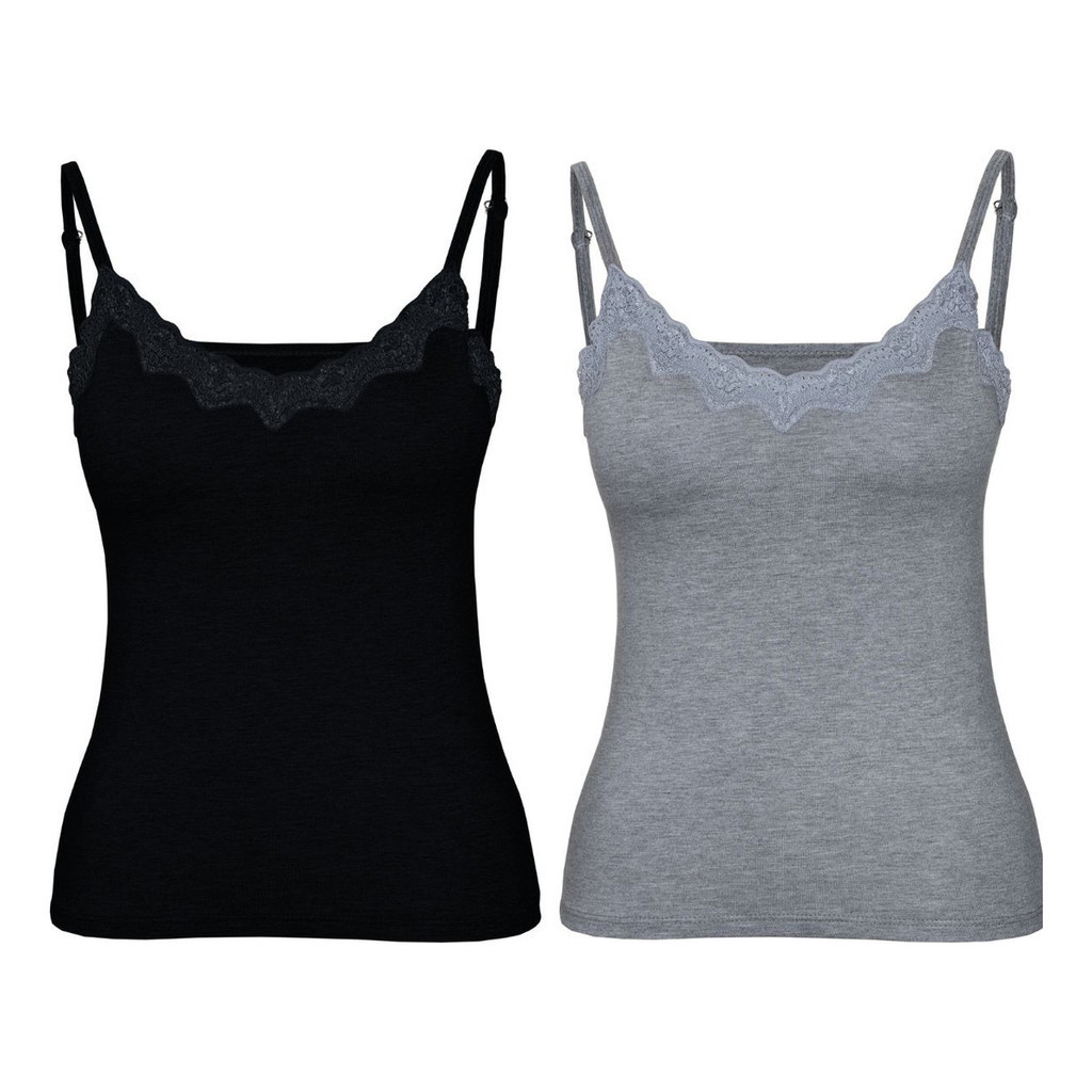 Kit 2 Regatas Femininas Com Alcinha de Renda e Bojo Diário Casual Moda Feminina Praia Academia