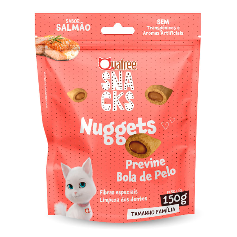 Snacks Quatree Nuggets para Gatos Sabor Salmão 150g em Oferta na Shopee