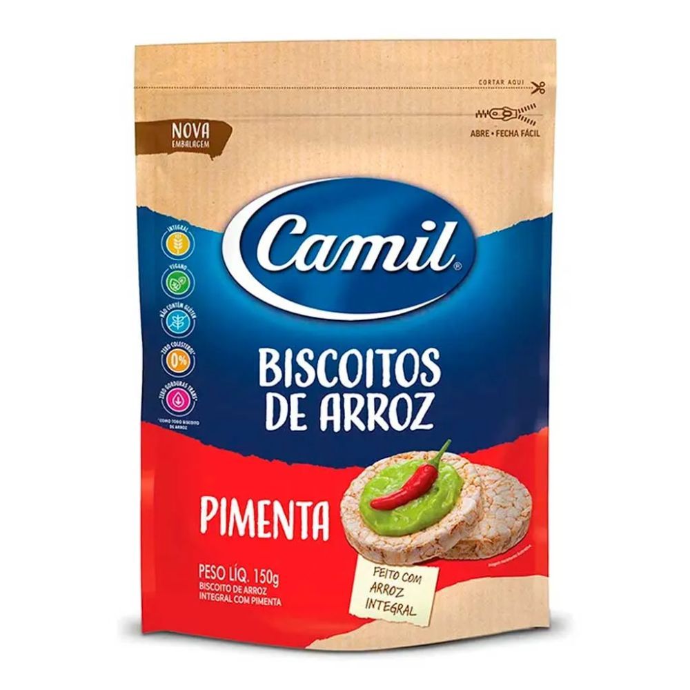 Biscoito Arroz Integral Camil com Pimenta 150g em Oferta na Shopee