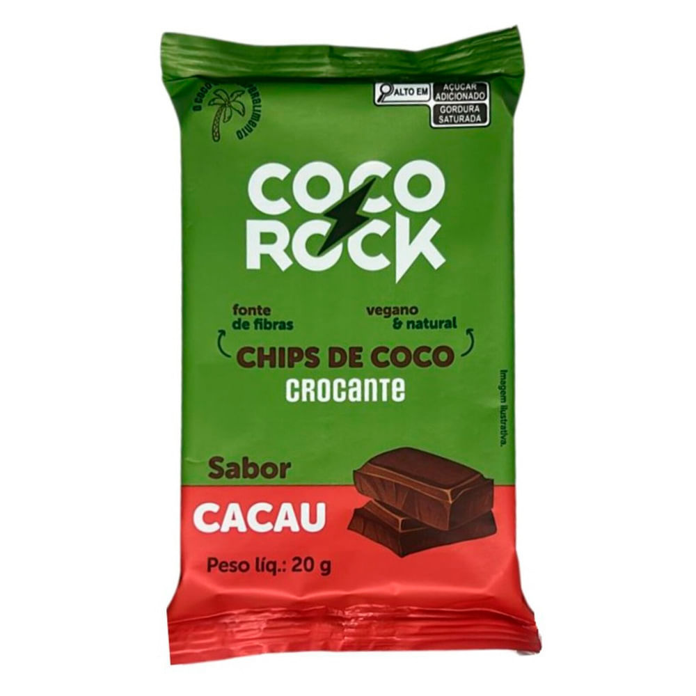 Chips de Coco Crocante Coco Rock Sabor Cacau 20g em Oferta na Shopee