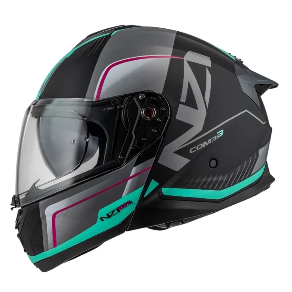 Capacete NZI Combi 3 Duo Orbe Preto/Anthracite/Turquesa  58