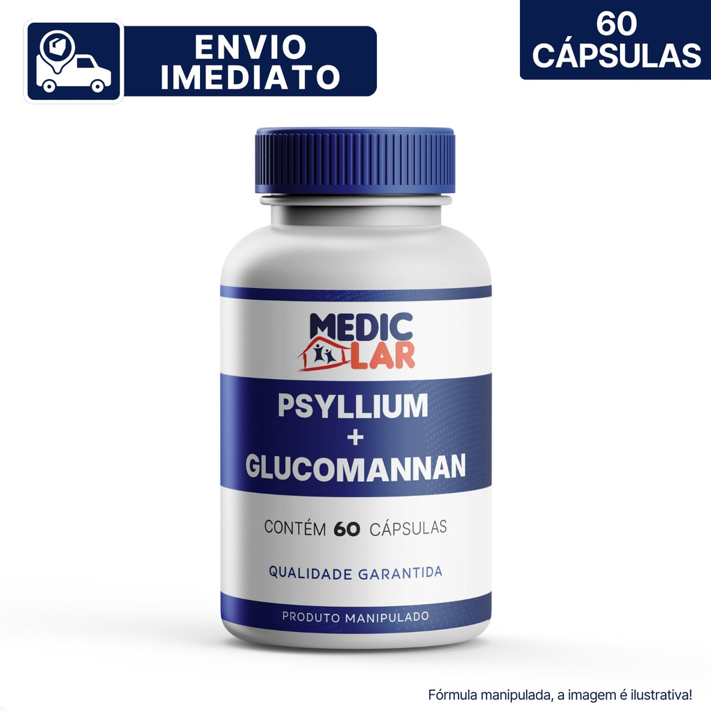 PSYLLIUM 250mg + GLUCOMANNAN 250mg 100% Natural 60 ou 120 Cápsulas - Envio Imediato em Oferta na Shopee
