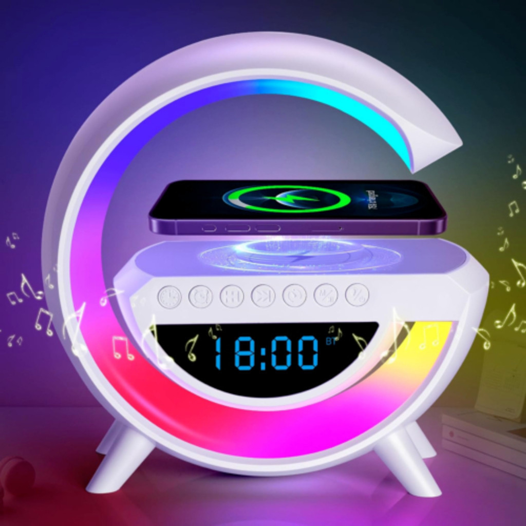 Imagem Caixa de Som Inteligente G-Speaker com Relógio Luminária LED Bluetooth Novete 