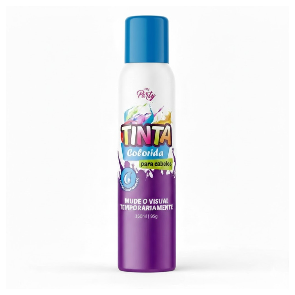 Tinta Spray Lavável Cabelo Maluco Folia Carnaval Azul Neon
