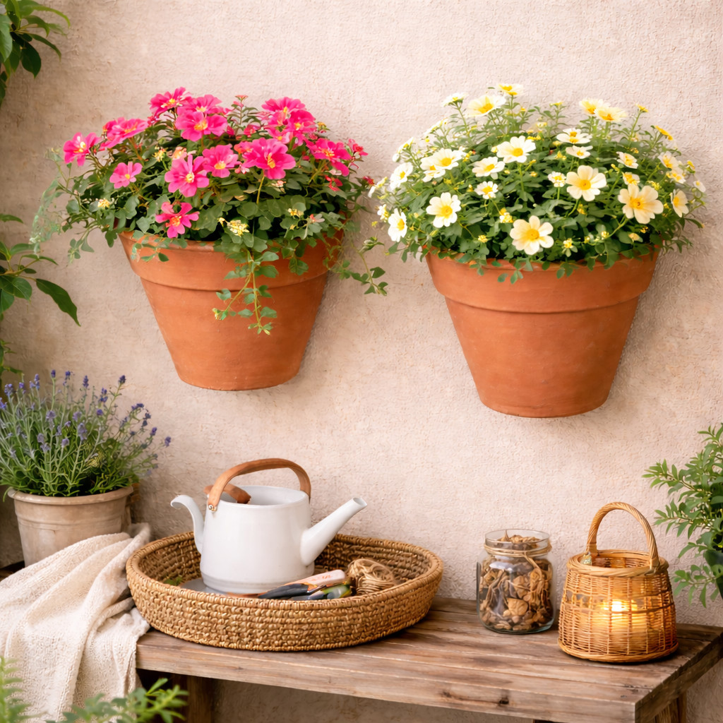 Kit 2 Vasos de Parede Nº 6 em Barro – 27x20,5cm | Ideal para Flores e Plantas Ornamentais
