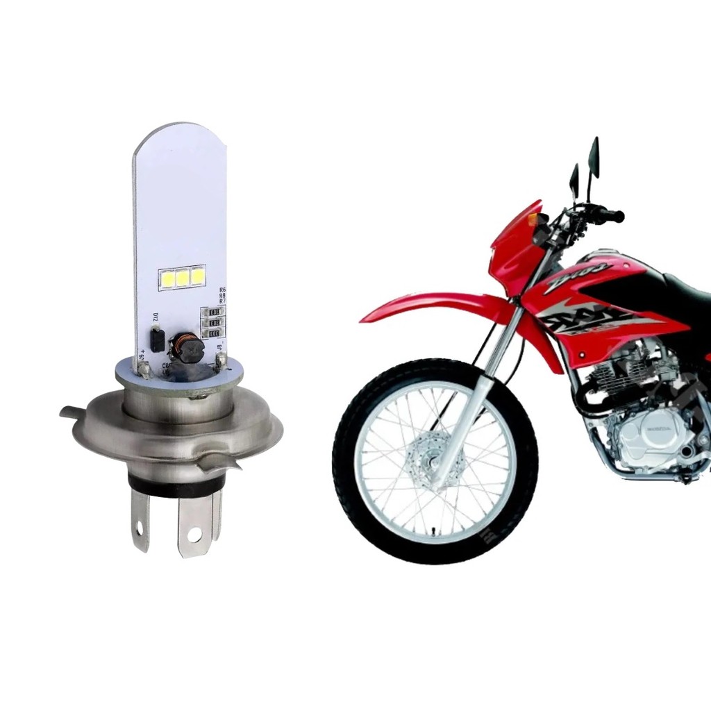 Lâmpada Farol Super Led Moto Honda NXR 125 Bros H4 6500K em Oferta na Shopee