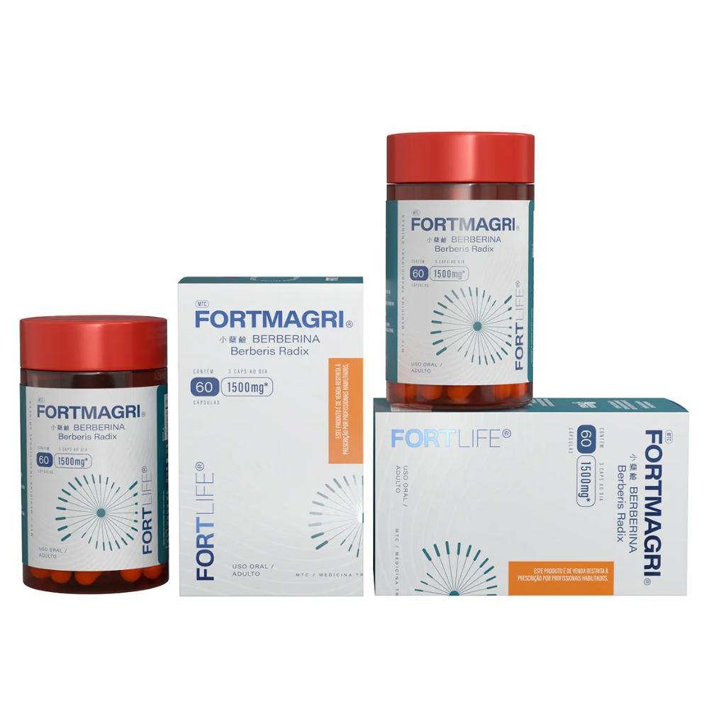 Kit 2und Fortmagri Berberina 60 Cápsulas Fortlife Sem Sabor