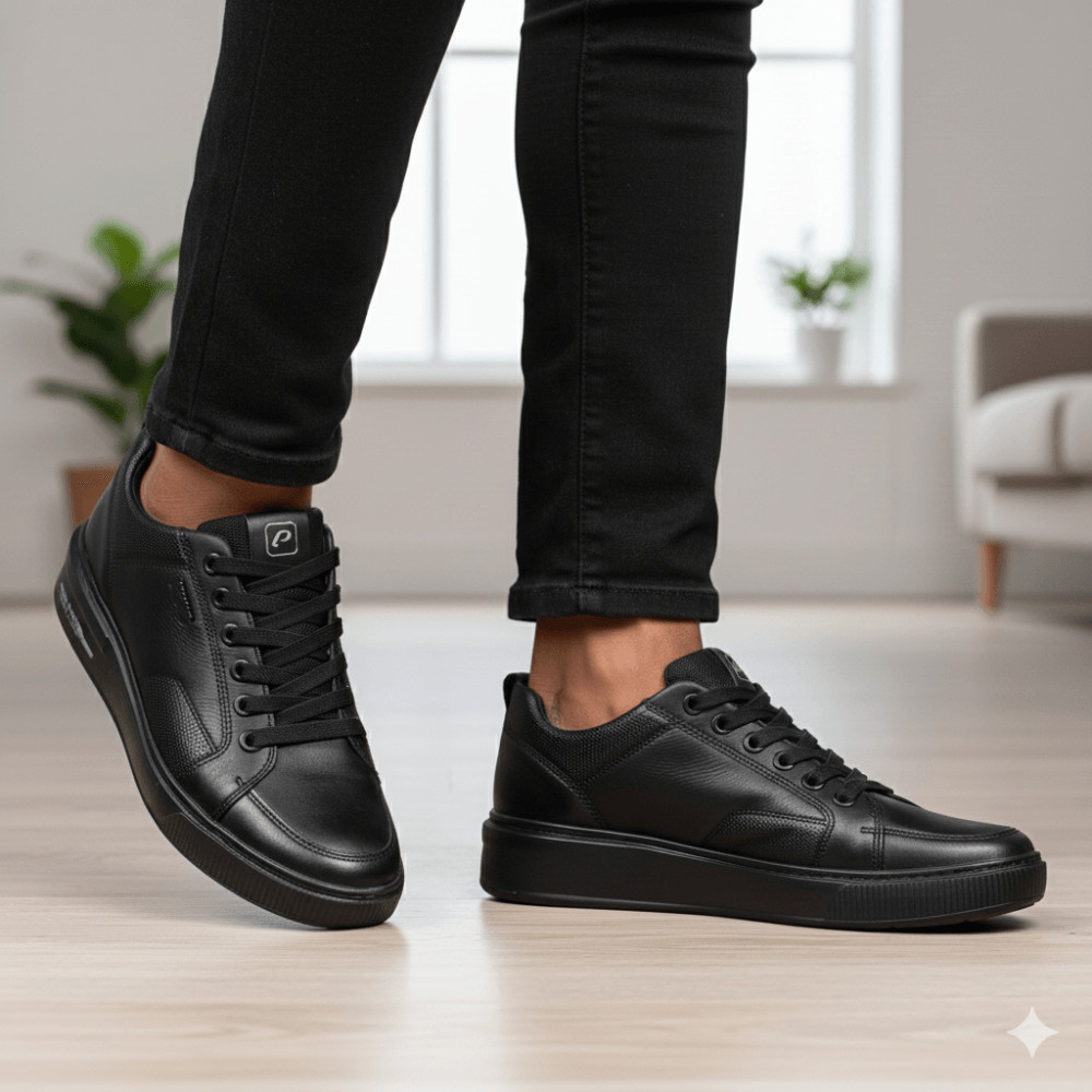 Tênis Masculino Pegada Levitech em Couro Preto em Oferta na Shopee