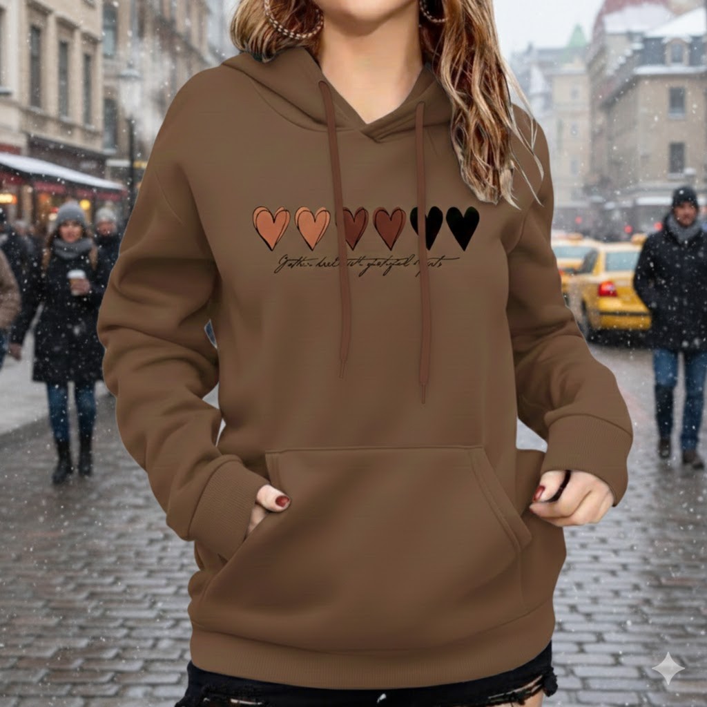 Moletom Corações Feminino Blusa De Frio Abrigo Capuz e Bolso Casaco 100% Algodão Luxo Premium em Oferta na Shopee