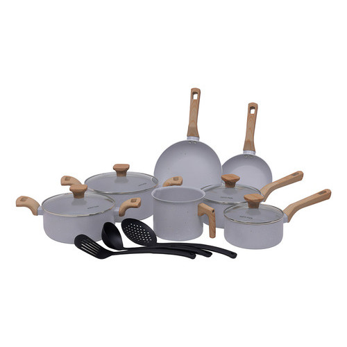 Conjunto Jogo De Panelas Ceramica Antiaderente Fogão Indução Mimo Style Grafito Cinza Claro em Oferta na Shopee