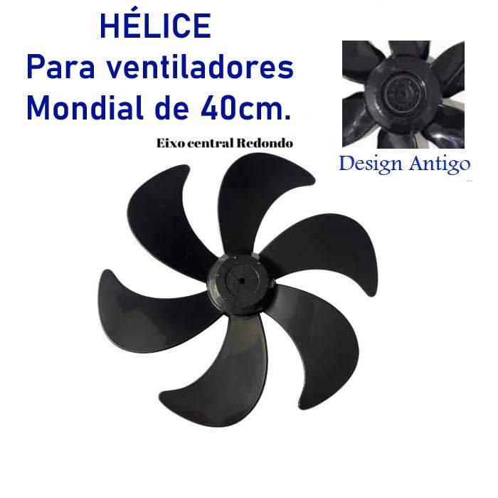 Hélice Para Ventilador Mondial 40 CM 6 Pás - PRETA - Hélice Mondial 40CM (Furo Redondo)