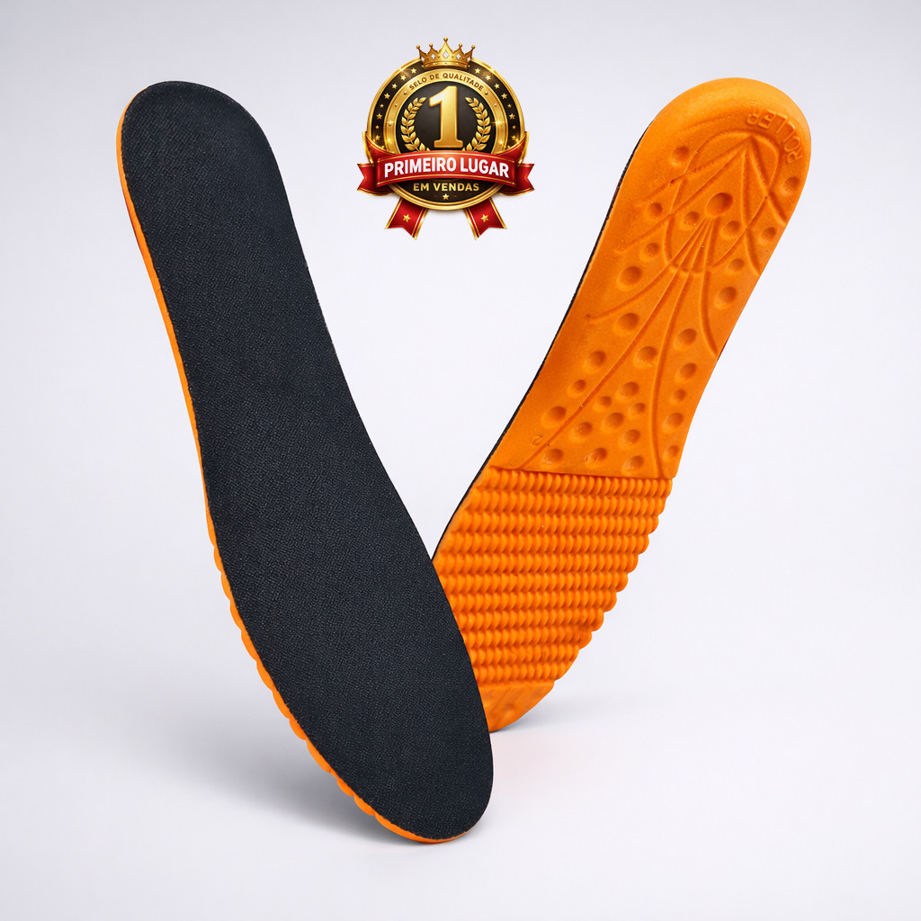 Palmilha Ortopédica Gel Silicone Roller Conforto Esporão Fascite Plantar Anti Impacto Silicone Amortecedor