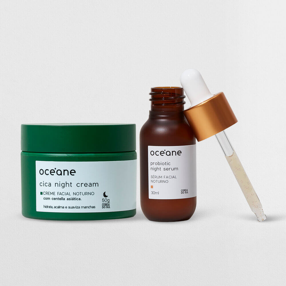 Kit Tratamento Noturno - Sérum Facial de Probioticos + Creme Facial Noturno de Cica (2 Produtos) em Oferta na Shopee