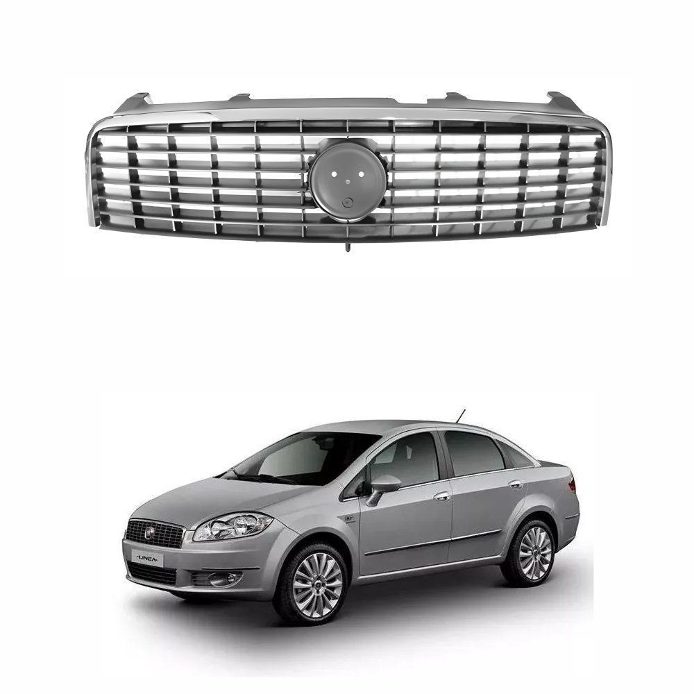 Grade Radiador Fiat Linea 2009 Até 2013 Com Friso Cromado