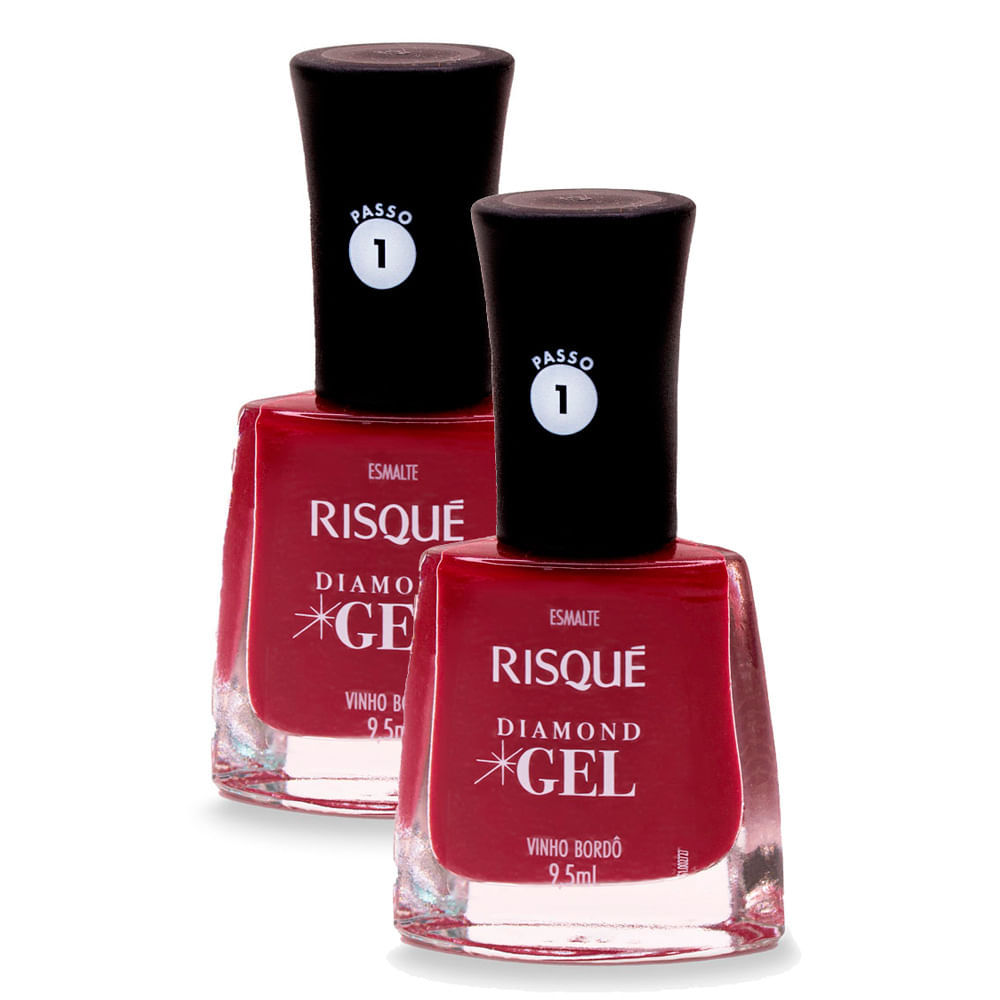 Kit 2 Esmalte Risqué Diamond Gel Cor Vinho Bordô 9,5ml em Oferta na Shopee
