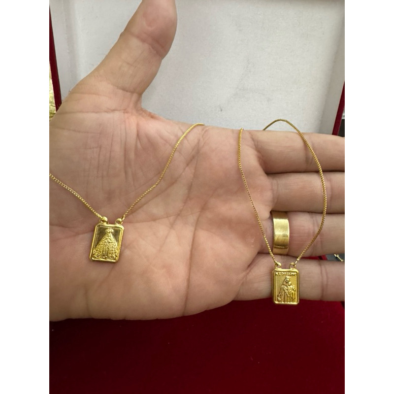 Escapulário colar banhado a ouro 18k nossa senhora de Fátima nossa senhora aparecida