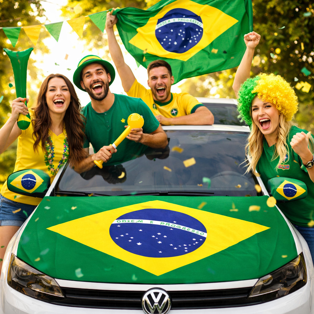 Kit Copa do Mundo Brasil Carro Capa de Retrovisor Bandeira Capo Bandeirinha janela Verde Amarelo
