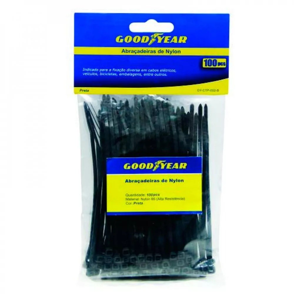 Abraçadeira de nylon 7,6 mm x 20 cm 100 peças - GYCTP021 Goodyear em Oferta na Shopee