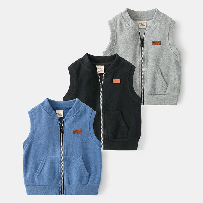 Colete infantil versão coreana roupas infantis primavera outono estilo bebê jaqueta com zíper meninos moda colete superi
