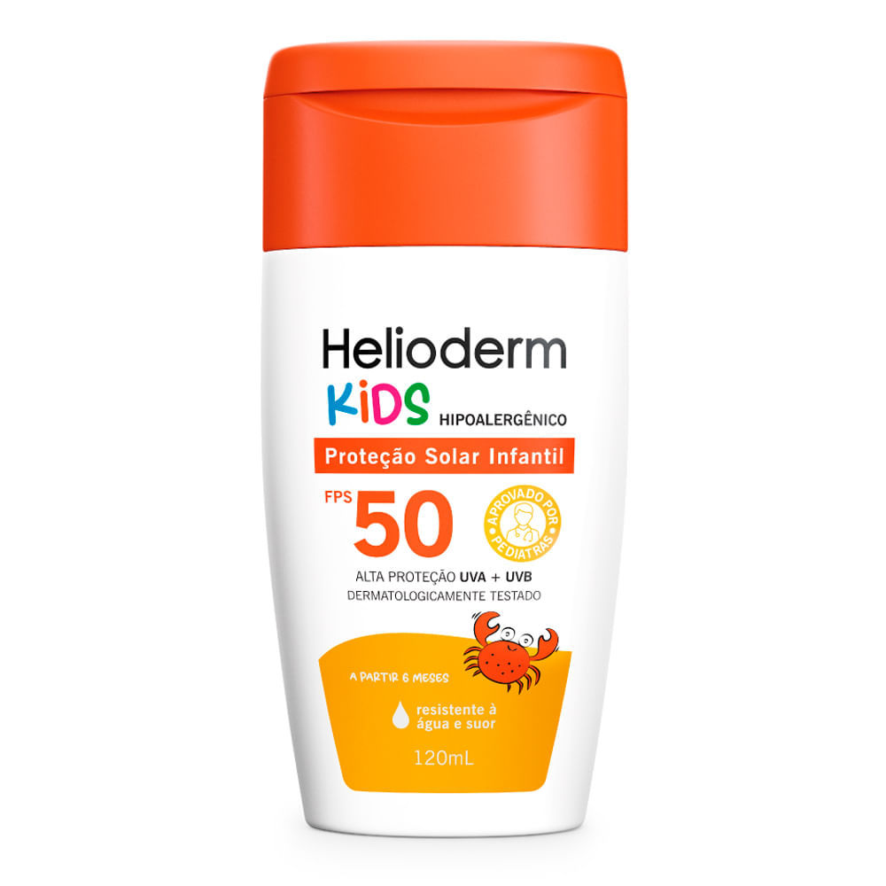 Protetor Solar Infantil Helioderm Kids Hipoalergênico FPS50 120ml em Oferta na Shopee