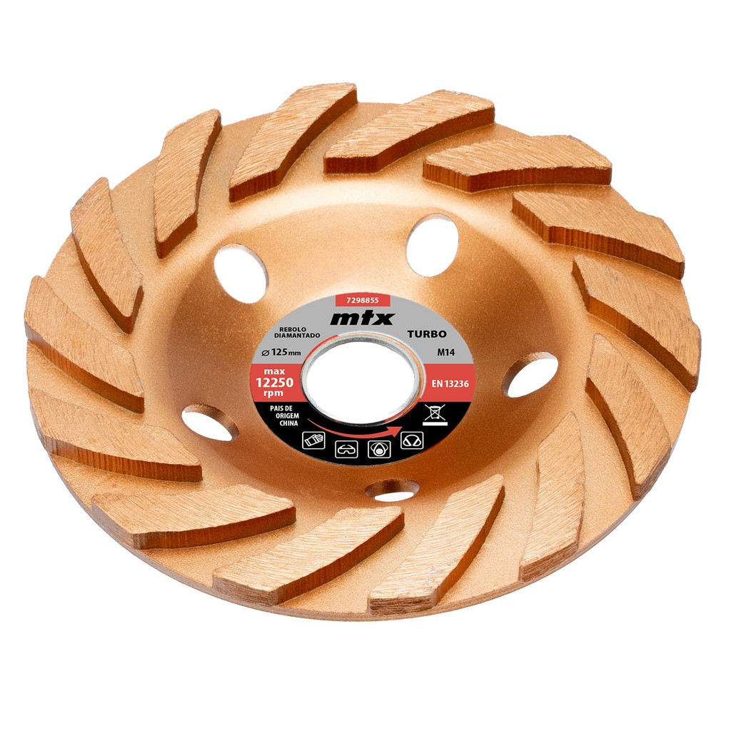 Rebolo Turbo Segmentado Diamantado Rosca M14 125mm MTX