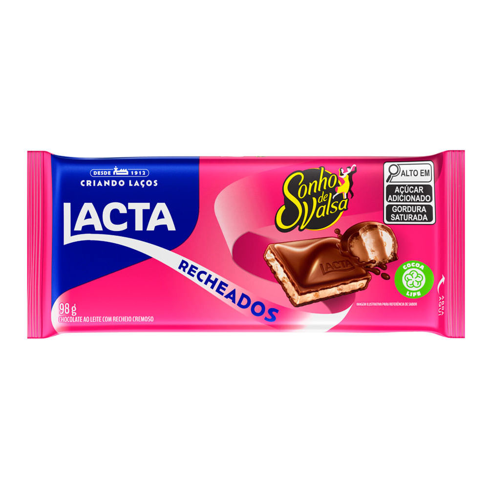 Chocolate Ao Leite Lacta com Recheio Sonho de Valsa 98g em Oferta na Shopee