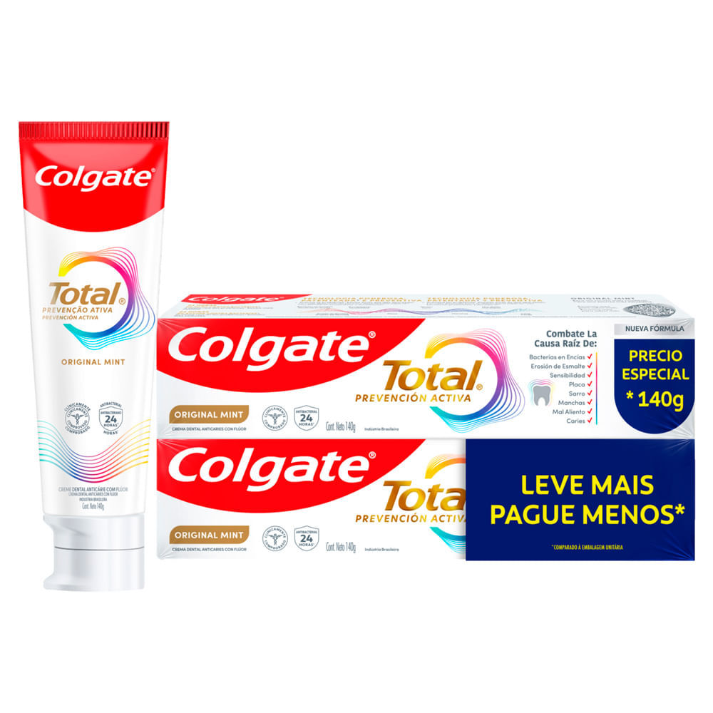 Creme Dental Colgate Total Prevenção Ativa Original Mint com 2 Unidades de 140g cada Leve Mais Por Menos em Oferta na Shopee