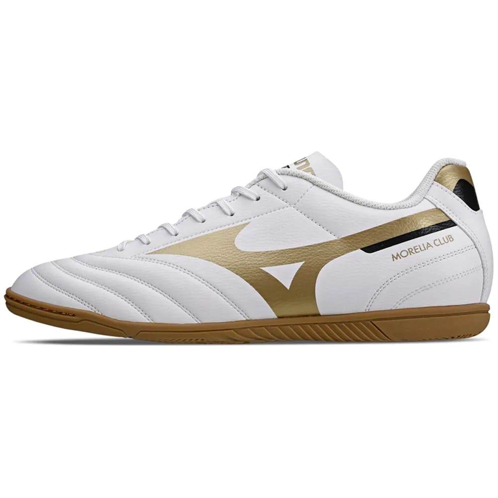 Chuteira Mizuno Futsal Morelia Club Branco/Dourado Oficial + NF