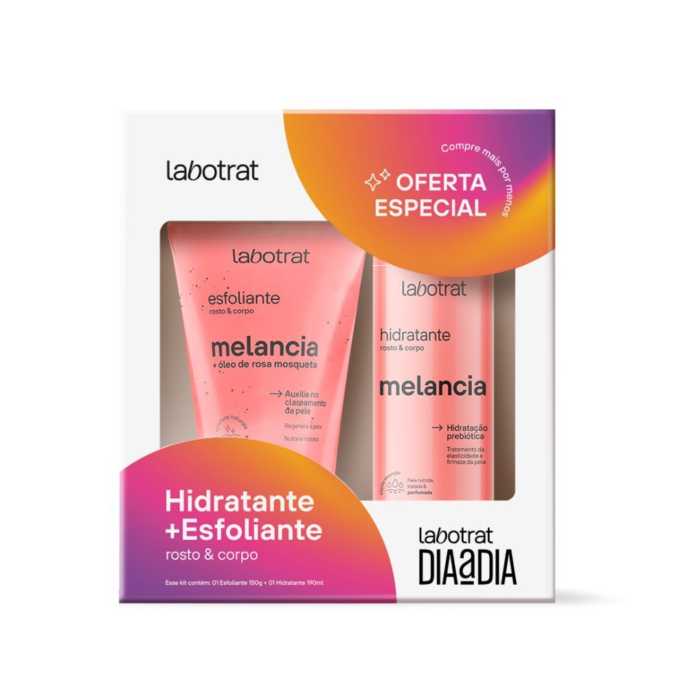 Kit Labotrat Melancia Rosto e Corpo Hidratante 190ml e Esfoliante 150g em Oferta na Shopee