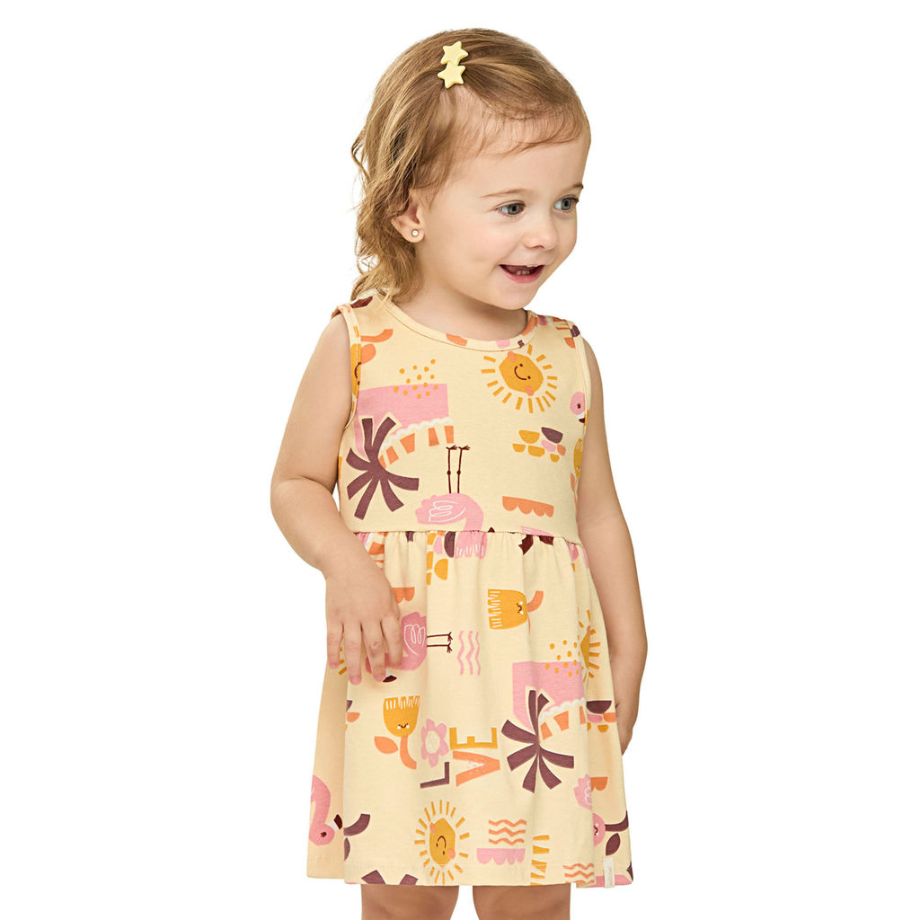 Vestido Bebê Menina Tropical Cotton Elian Amarelo em Oferta na Shopee