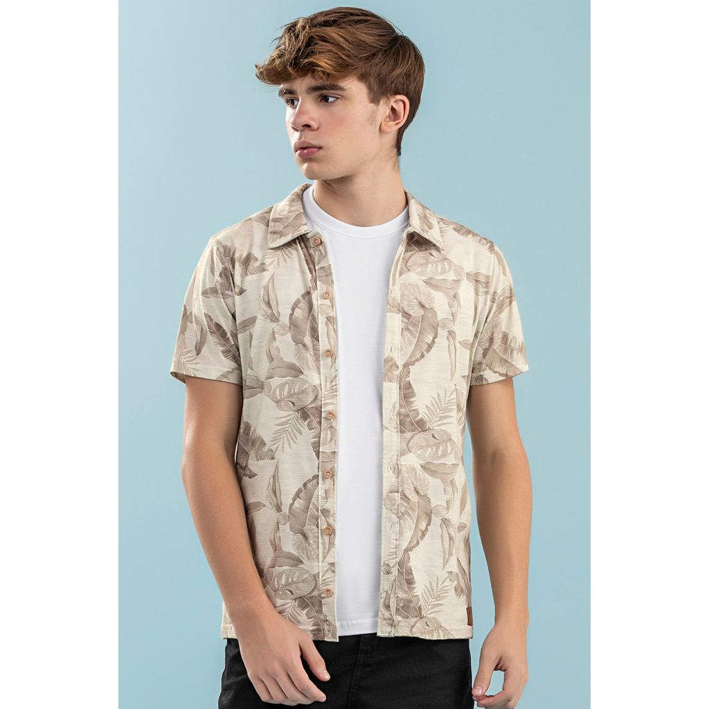 Camisa Juvenil Menino Beats Bege em Oferta na Shopee