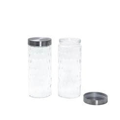 Kit 2 Potes de Vidro com Tampa Inox Bolhas Redondo 2200ml - Mozcada