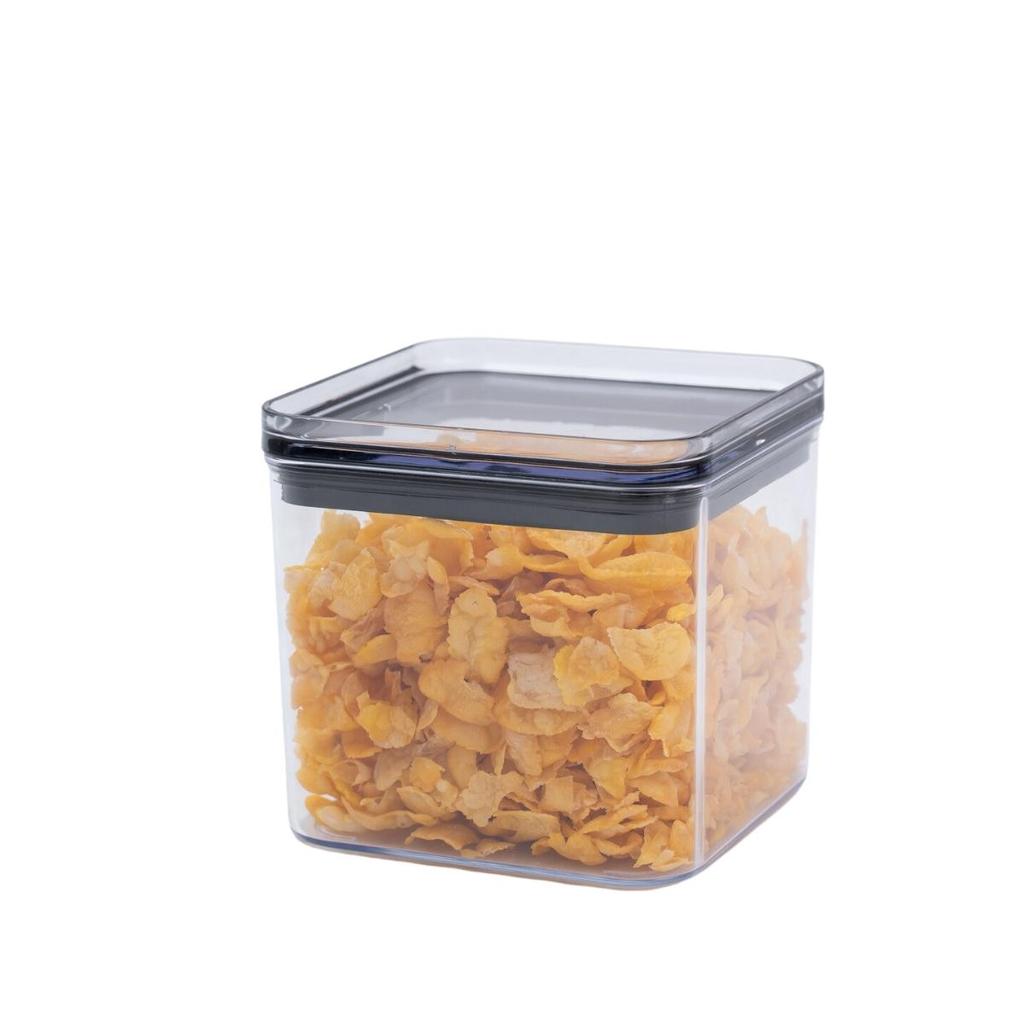 Pote de acrílico 620ml com tampa transparente quadrado empilhável - Oikos