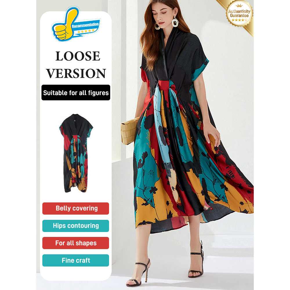 【Seda 100% Pura】Vestido Com Laço Fluido Em Seda Natural / Vestido de Seda / Vestido Verão / Vestido Feminino