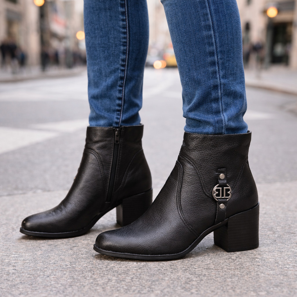 Bota Coturno Cano Curto Couro Bottero Burnish Fivela