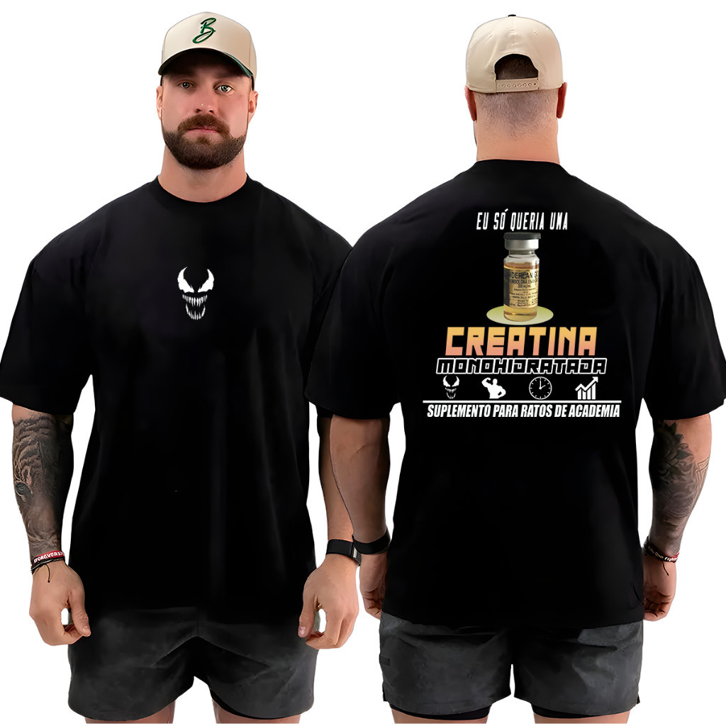 [Camiseta Vintage Masculina Algodão]HYP Camiseta Camisa Oversized Top para Academia Musculação Suplemento Maromba Street