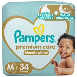 Fraldas Pampers Premium Care M 34 Unidades