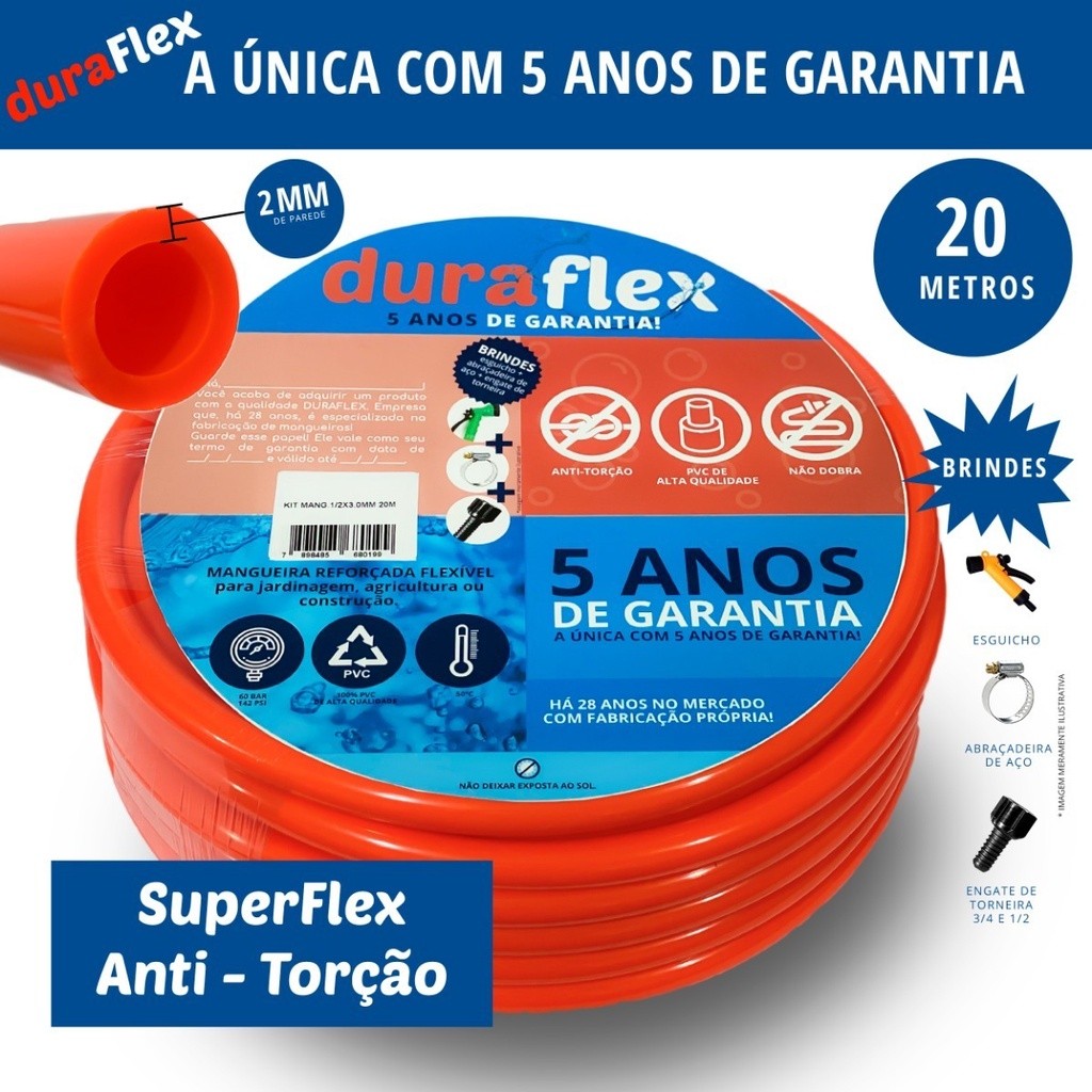 Mangueira de Jardim Doméstica Anti Torção Siliconada 20mts Profissional