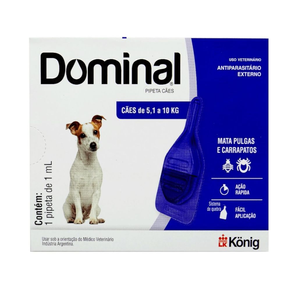 Dominal Pipeta Para Cães de 5,1 a 10 Kg 1X Pipeta de 1ML